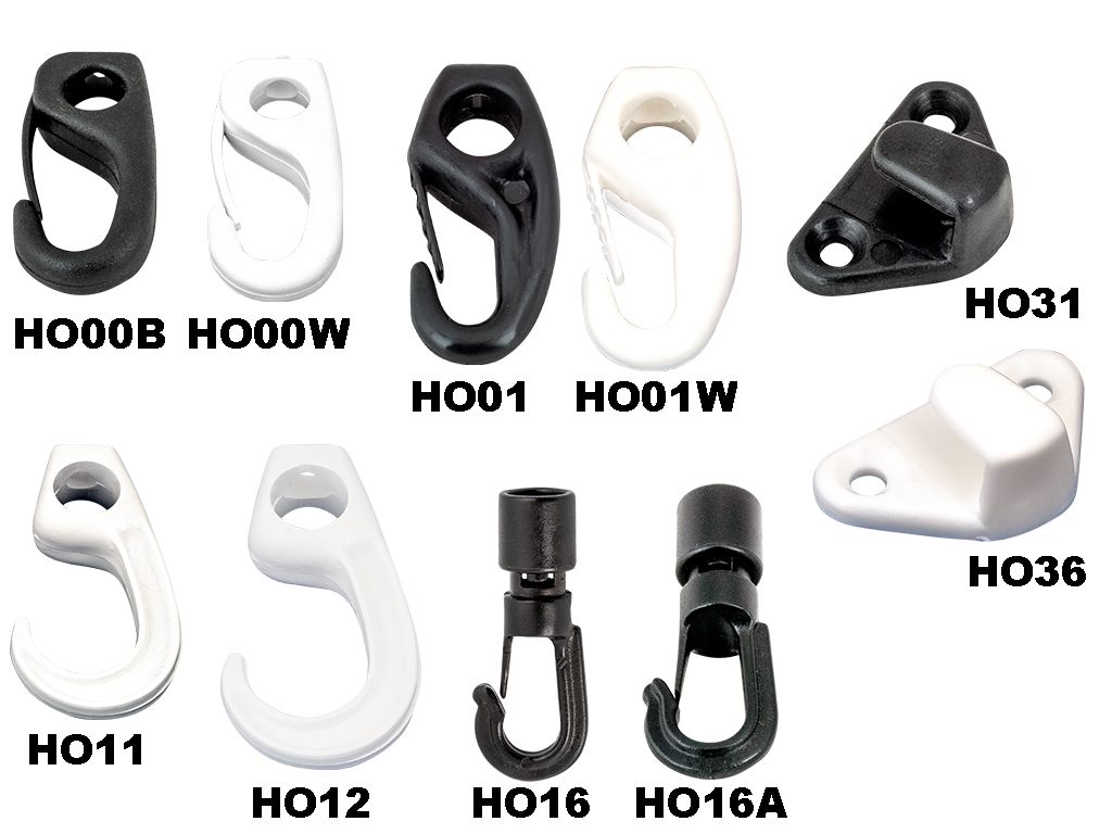 Hooks, Plastic, Shockcord / Carabiner / Lacing. ECL PLASTICS - Tenob